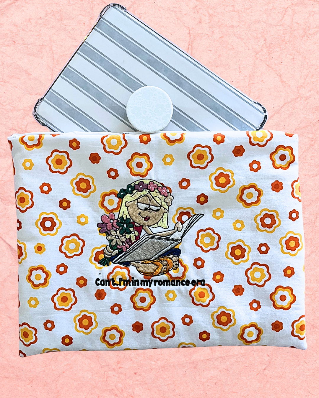 Lizzie McGuire Romance Era Embroidered Book Sleeve | Cozy Quilted Book And Kindle Protector