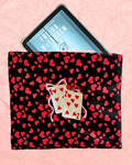 Romance Playing Cards Embroidered Book Sleeve | Cozy Quilted Book And Kindle Protector