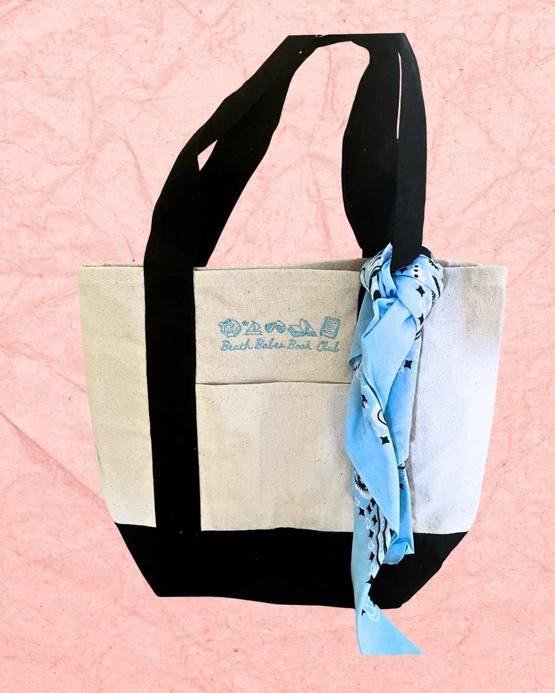 Beach Babes Book Club Bookish Embroidered Canvas Tote Bag | Canvas Embroidered Bag Bookish Accessory