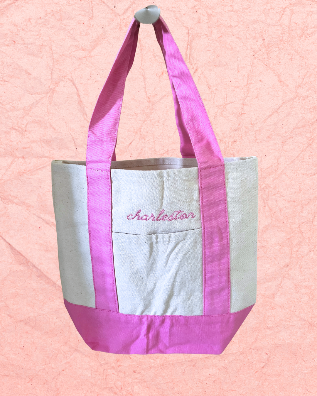Coastal Charleston Cowgirl Embroidered Canvas Tote Bag | Canvas Embroidered Coastal Bag Accessory