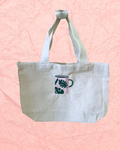 Palm Leaf Coffee Mug Embroidered Canvas Tote Bag | Canvas Embroidered Coastal Bag Accessory