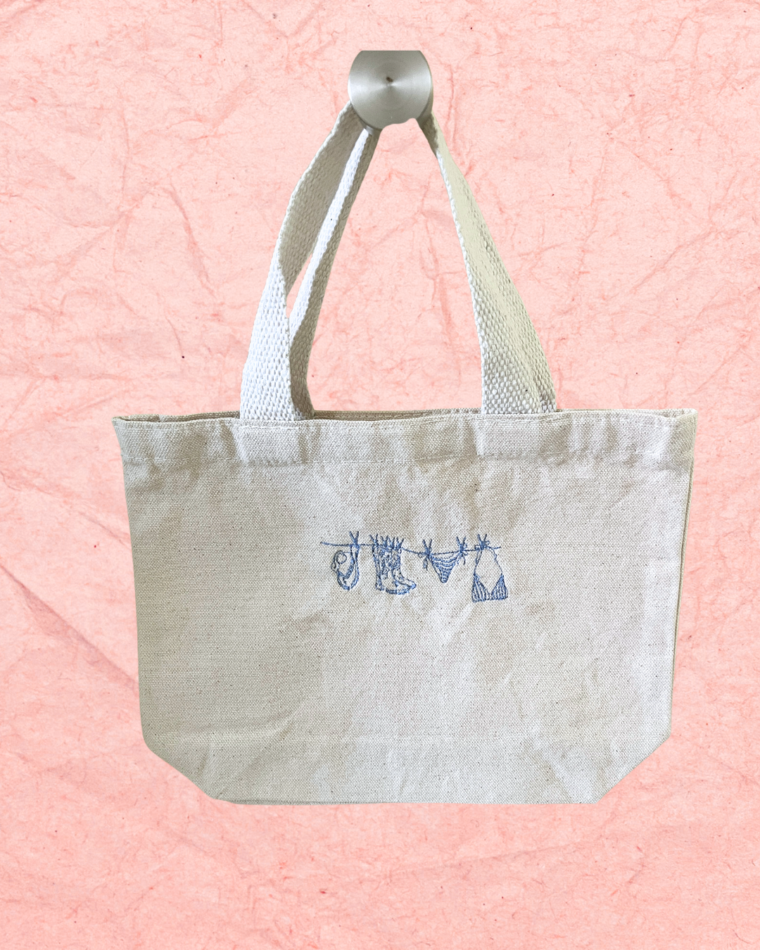 Coastal Cowgirl Bikini and Boots Embroidered Canvas Tote Bag | Canvas Embroidered Coastal Bag Accessory