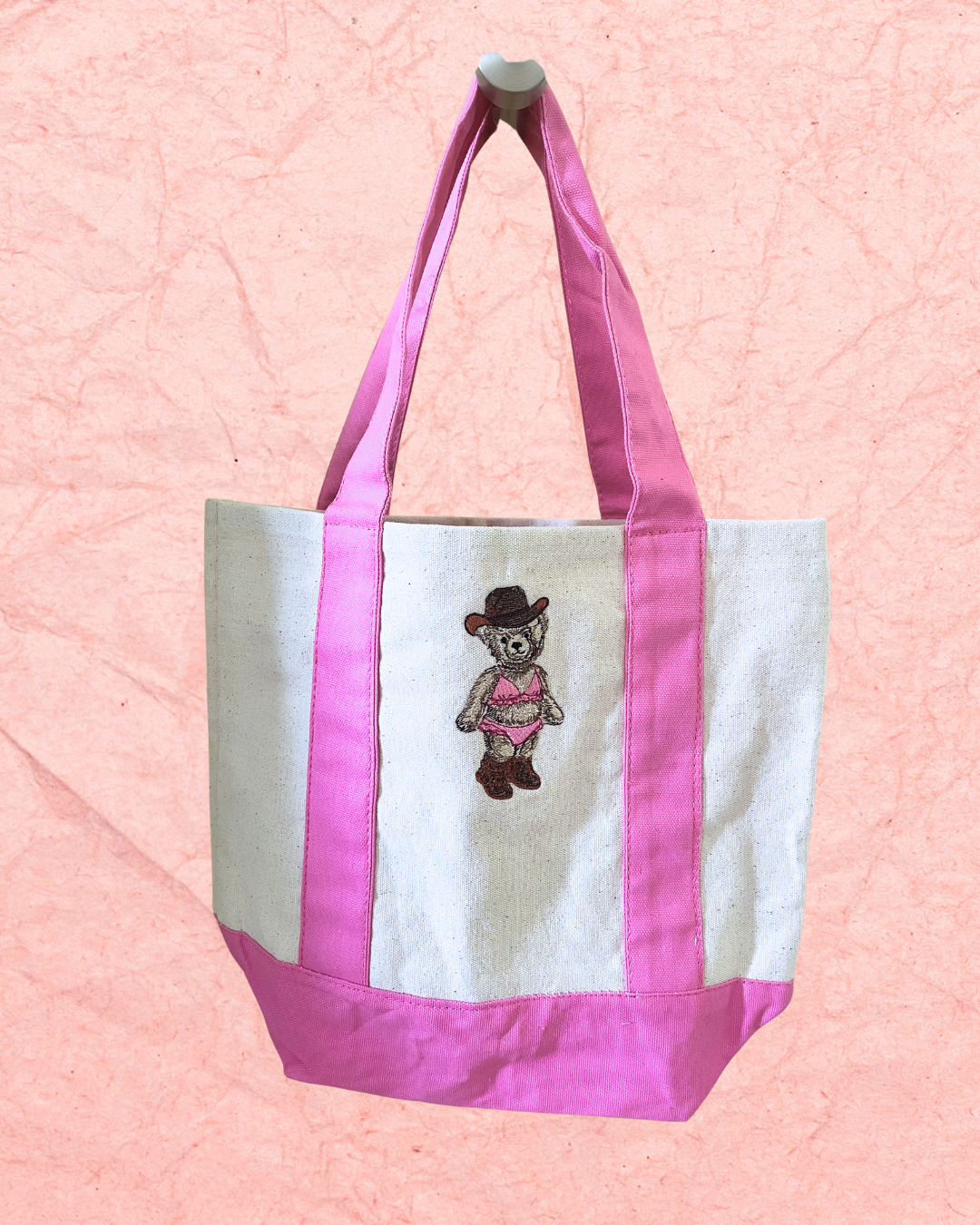 Coastal Charleston Cowgirl Embroidered Canvas Tote Bag | Canvas Embroidered Coastal Bag Accessory